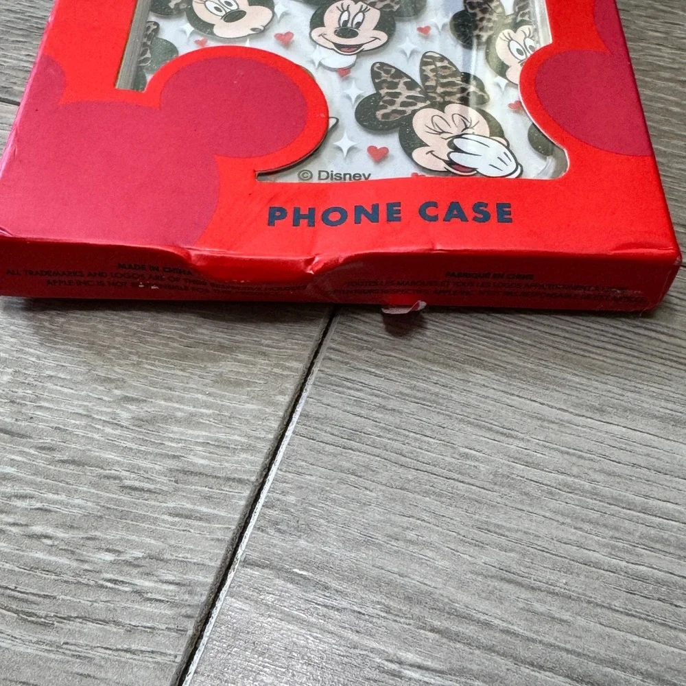 NIB Disney Skinnydip Minnie Mouse iPhone 13 14 Pro Max Case Leopard Print Clear